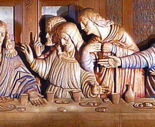 Far Right of Jesus, disciples filled with excitement pointing towards Christ
